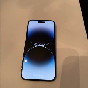 Apple Smartphone with Black Frame and Blue Screen